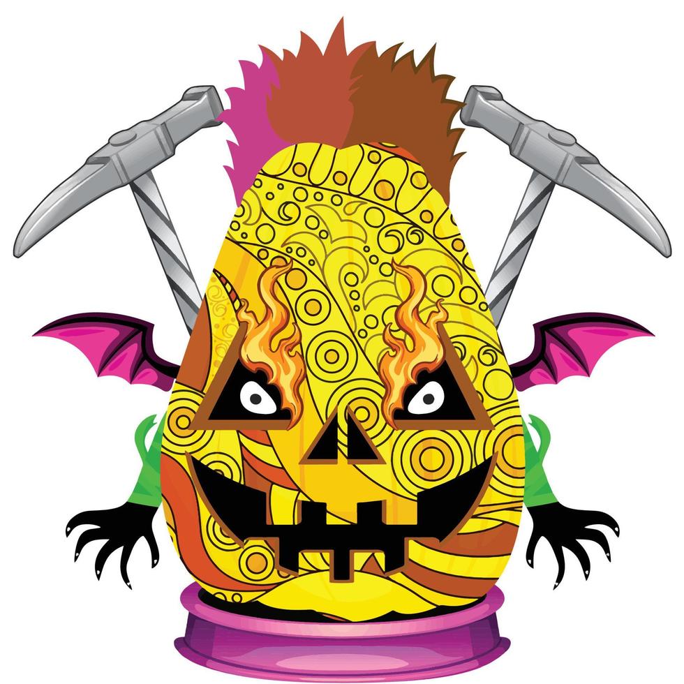 Creepy Party Halloween Pumpkin Head vector