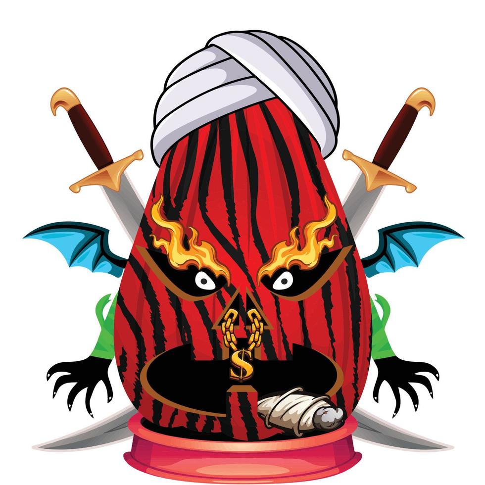 Creepy Party Halloween Pumpkin Head vector