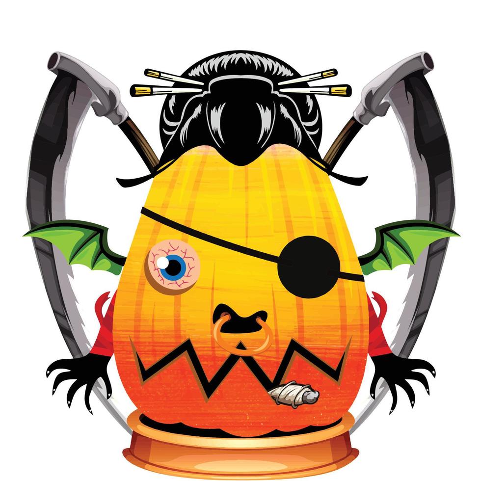 Creepy Party Halloween Pumpkin Head vector