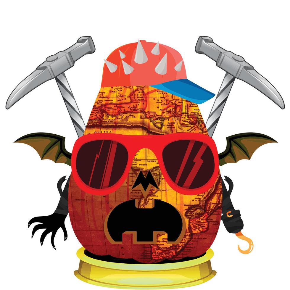 Creepy Party Halloween Pumpkin Head vector