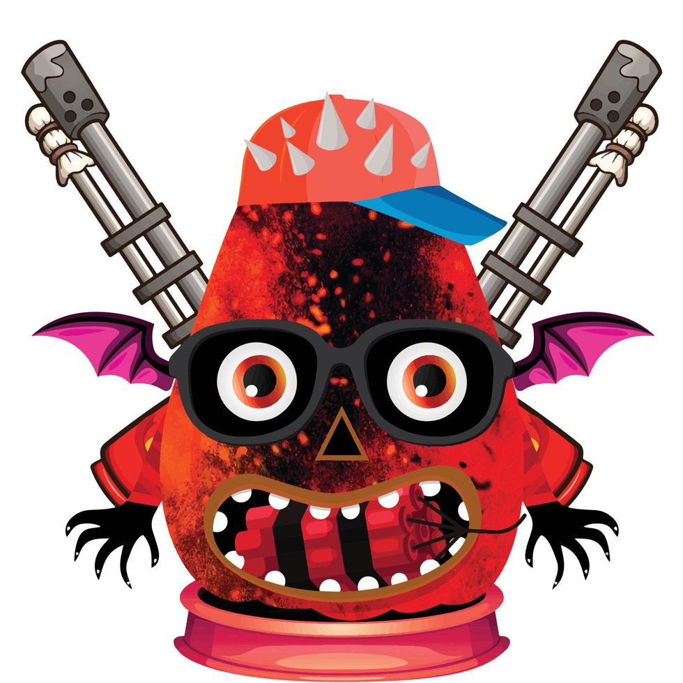 Creepy Party Halloween Pumpkin Head vector