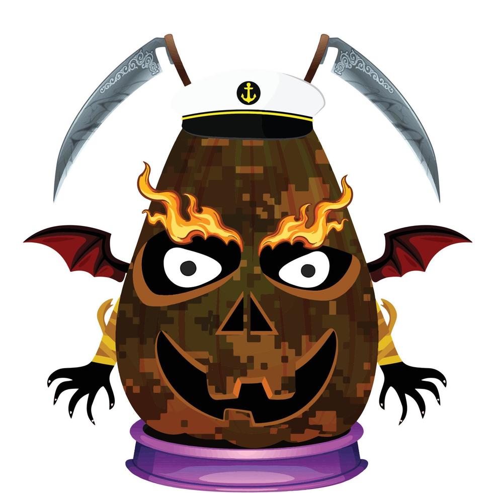 Creepy Party Halloween Pumpkin Head vector