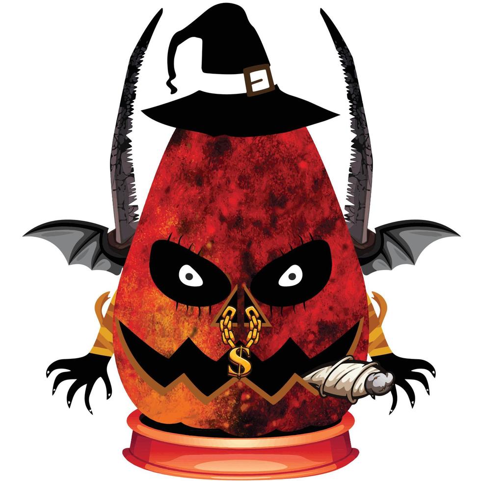 Creepy Party Halloween Pumpkin Head vector