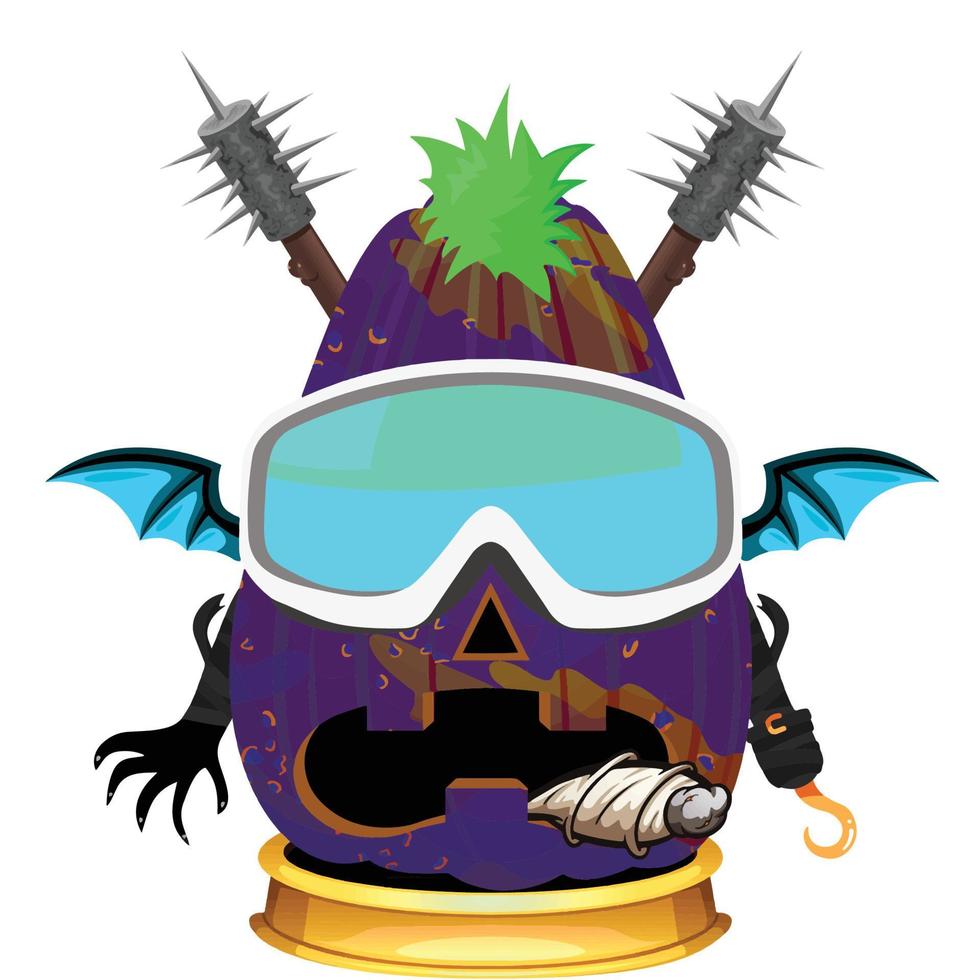 Creepy Party Halloween Pumpkin Head vector
