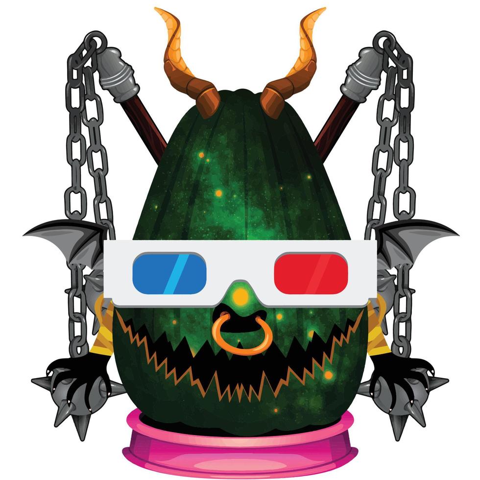 Creepy Party Halloween Pumpkin Head vector