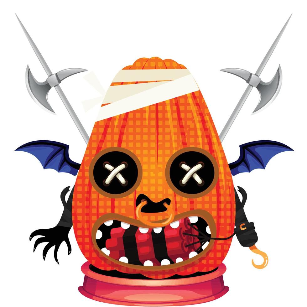 Creepy Party Halloween Pumpkin Head vector