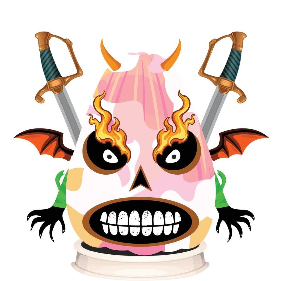 Creepy Party Halloween Pumpkin Head vector