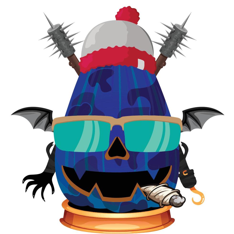 Creepy Party Halloween Pumpkin Head vector