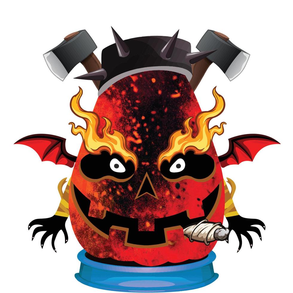 Creepy Party Halloween Pumpkin Head vector