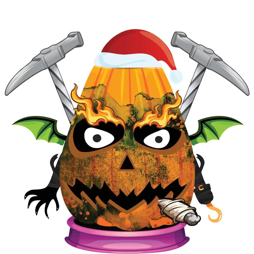 Creepy Party Halloween Pumpkin Head vector