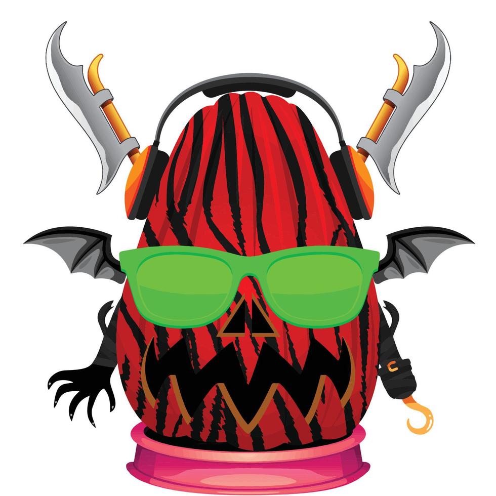 Creepy Party Halloween Pumpkin Head vector