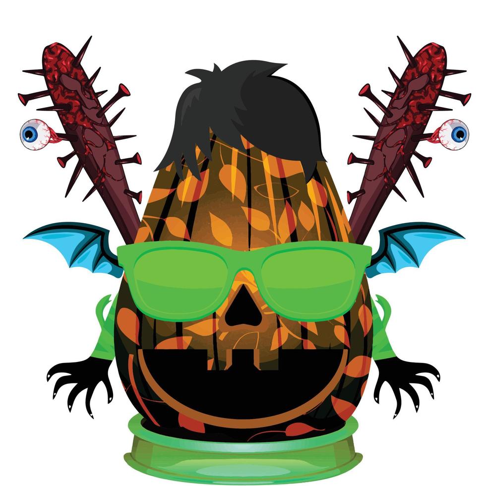 Creepy Party Halloween Pumpkin Head vector