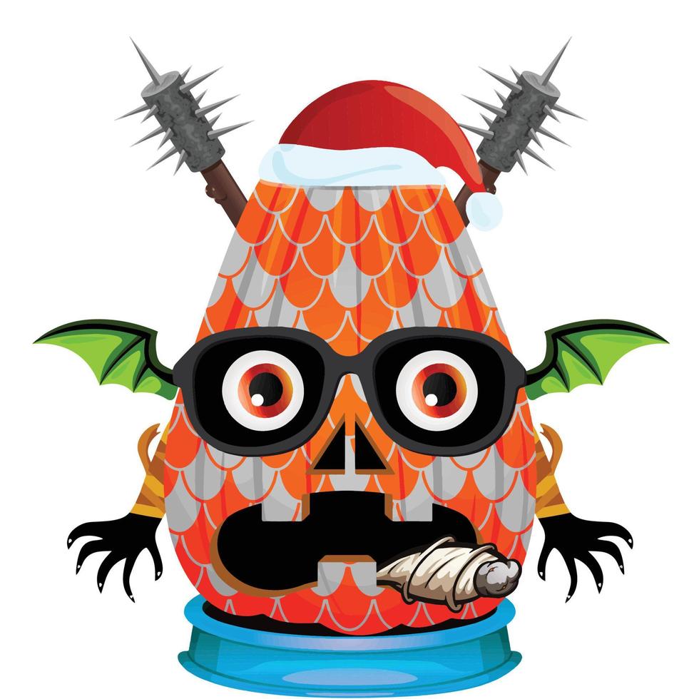 Creepy Party Halloween Pumpkin Head vector