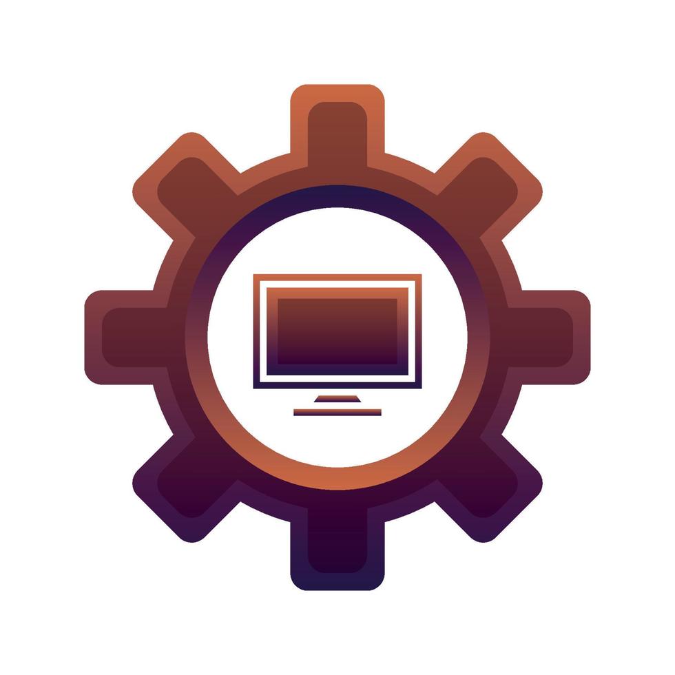 monitor gear logo gradient design template icon element vector