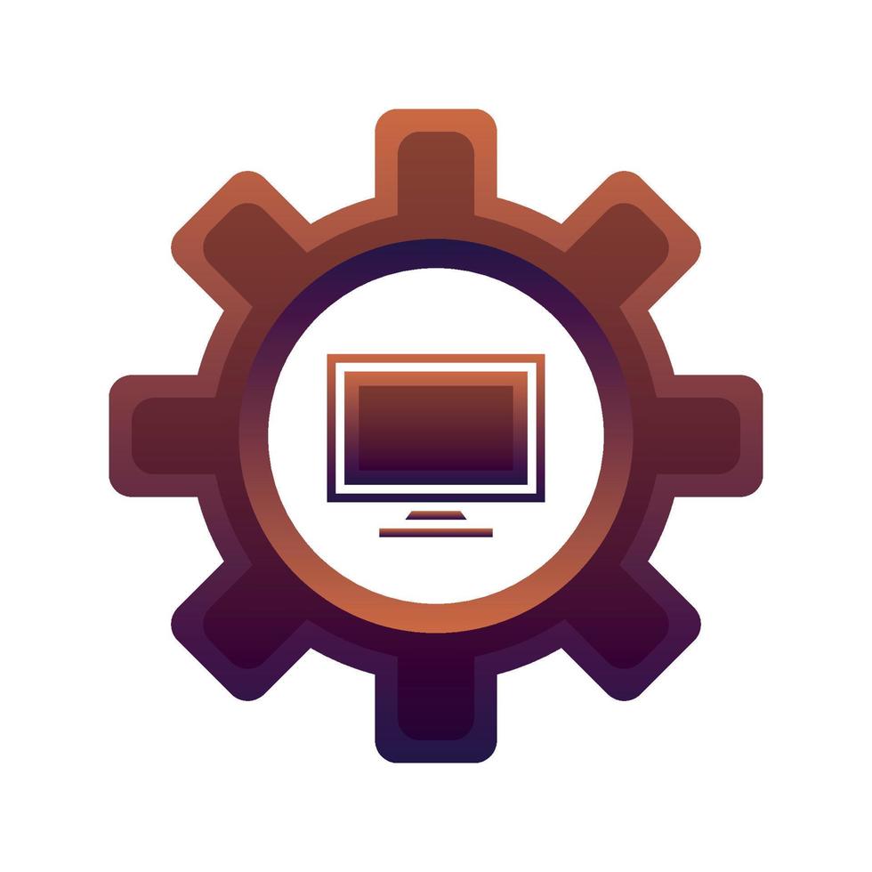 monitor gear logo gradient design template icon element vector