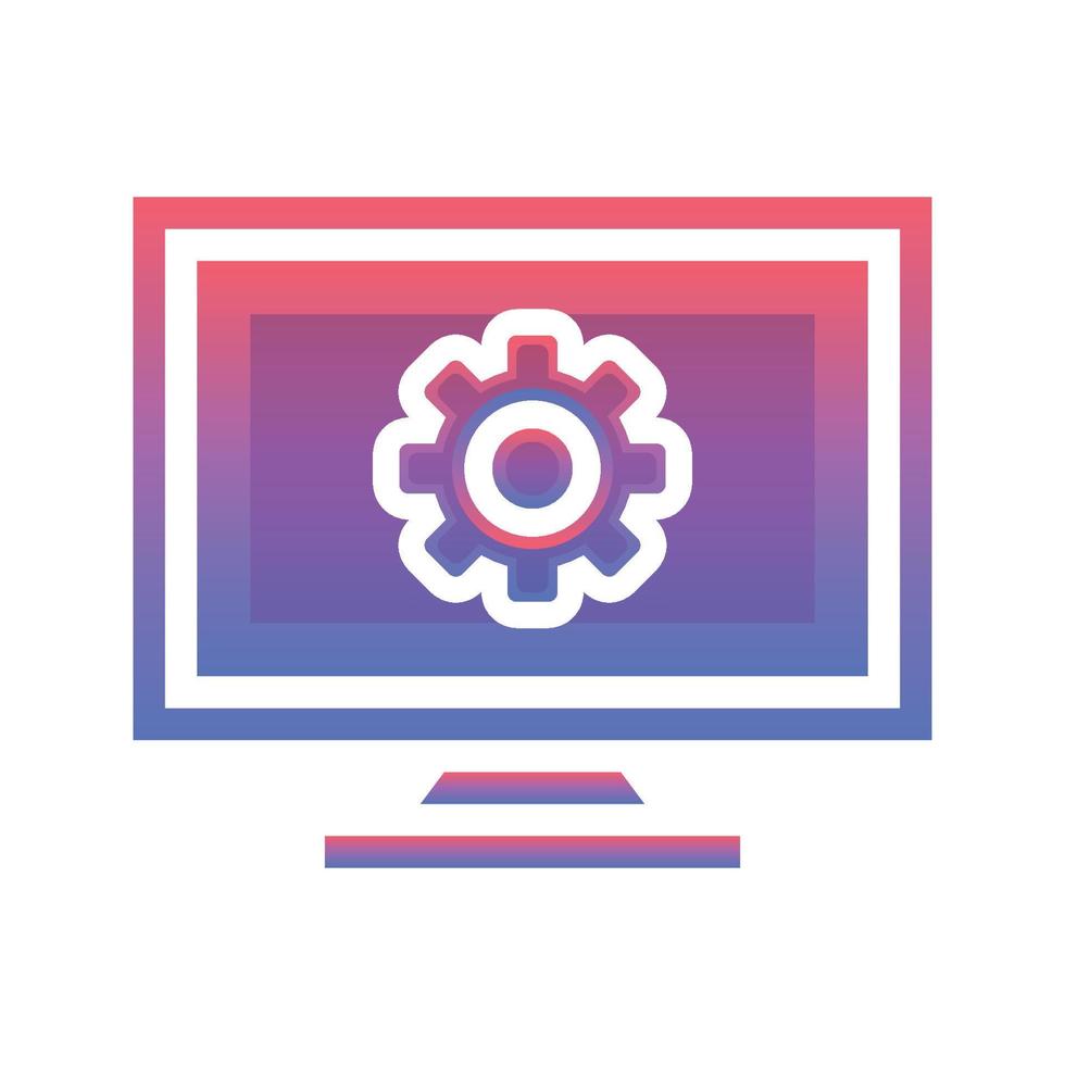 monitor gear logo gradient design template icon element vector