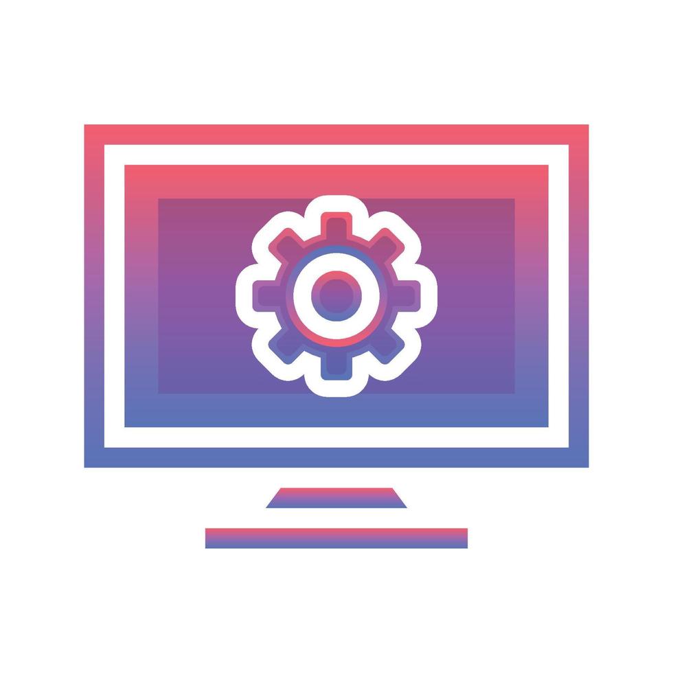 monitor gear logo gradient design template icon element vector