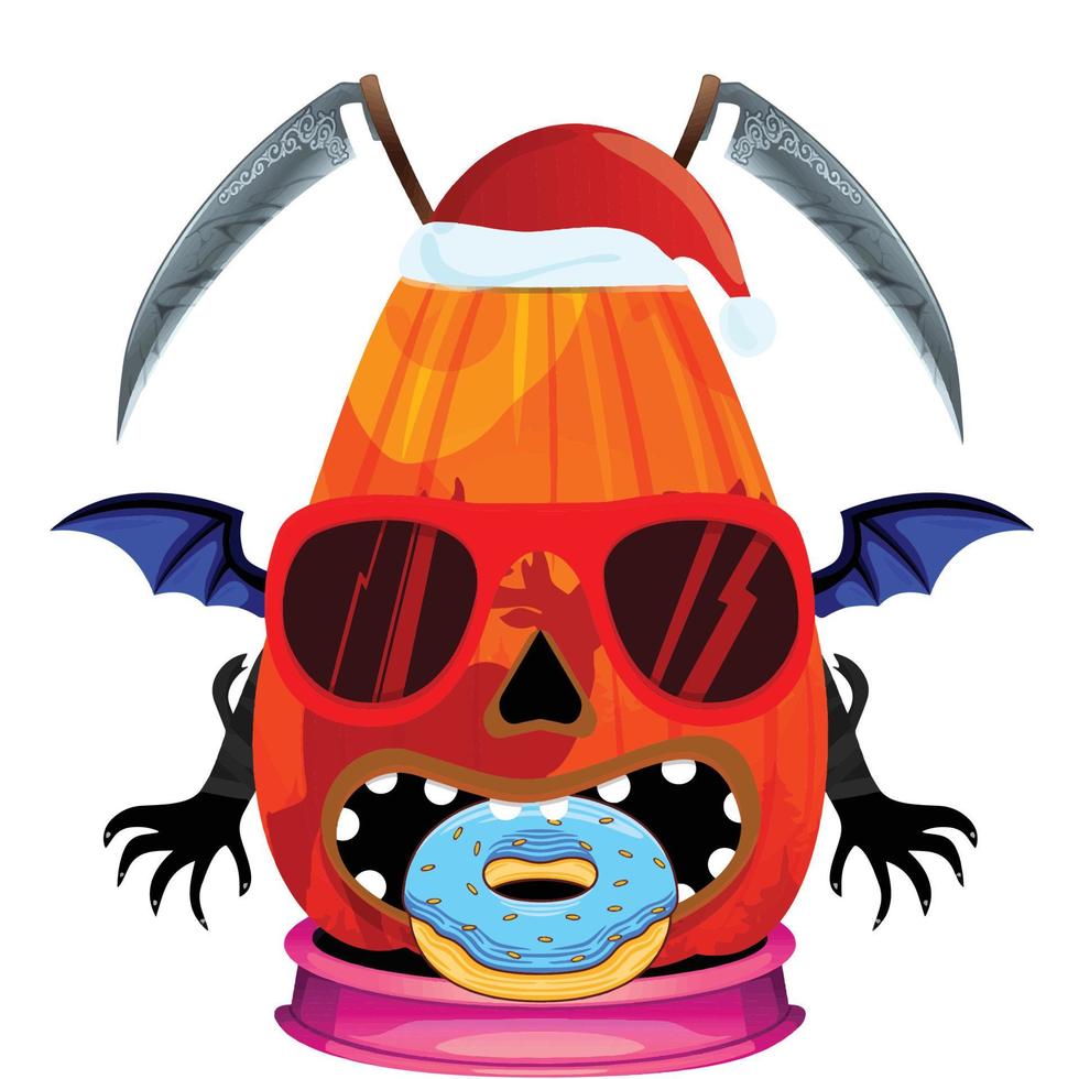 Creepy Party Halloween Pumpkin Head vector