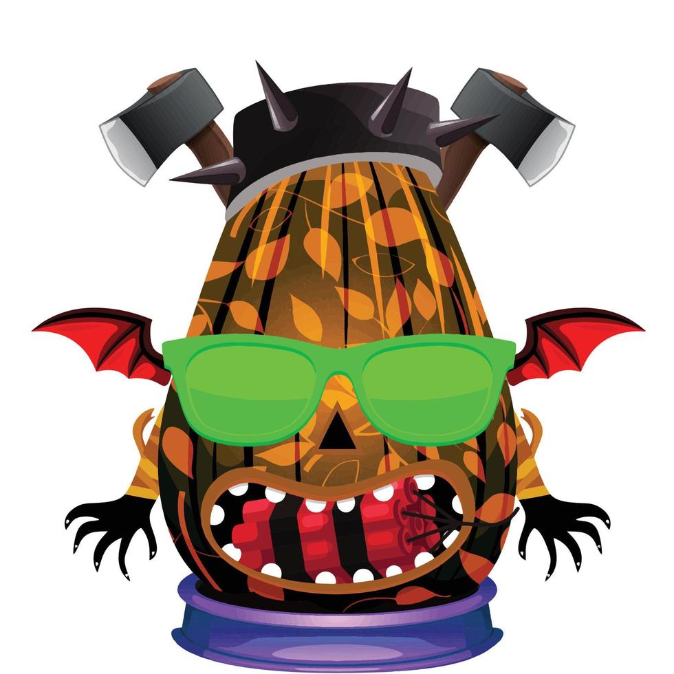 Creepy Party Halloween Pumpkin Head vector