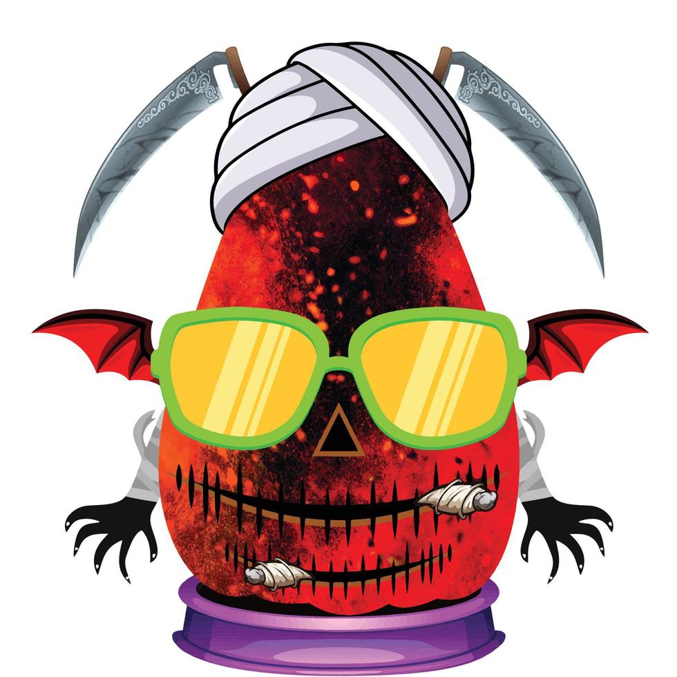 Creepy Party Halloween Pumpkin Head vector