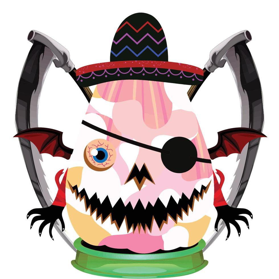 Creepy Party Halloween Pumpkin Head vector