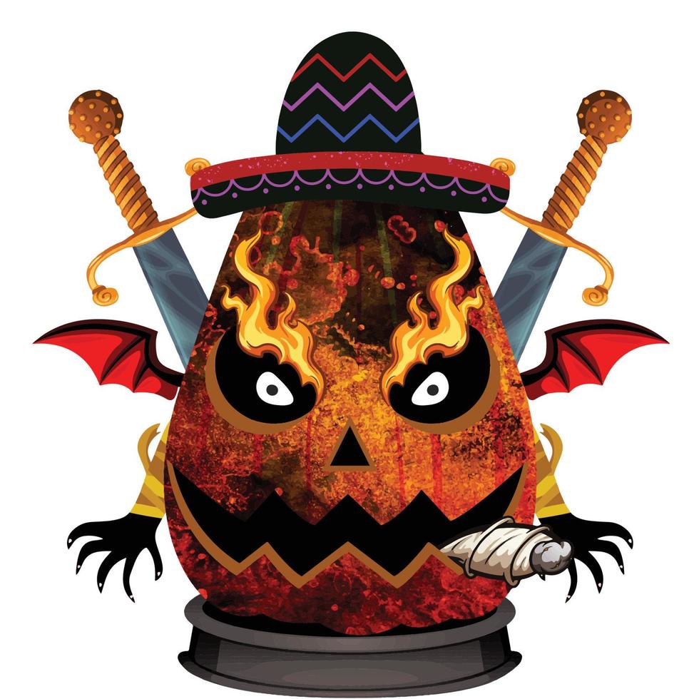 Creepy Party Halloween Pumpkin Head vector