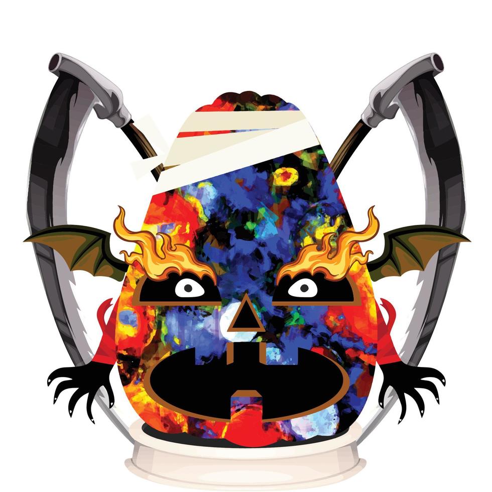 Creepy Party Halloween Pumpkin Head vector