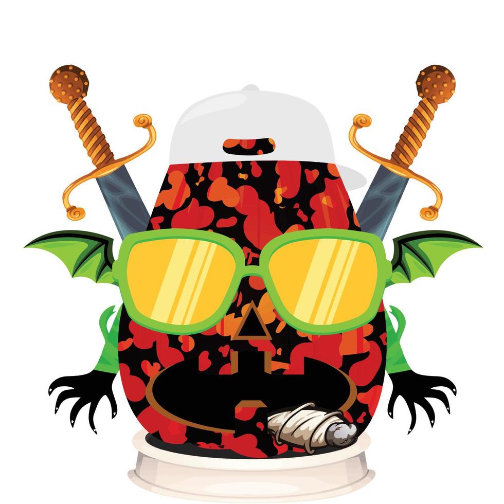 Creepy Party Halloween Pumpkin Head vector