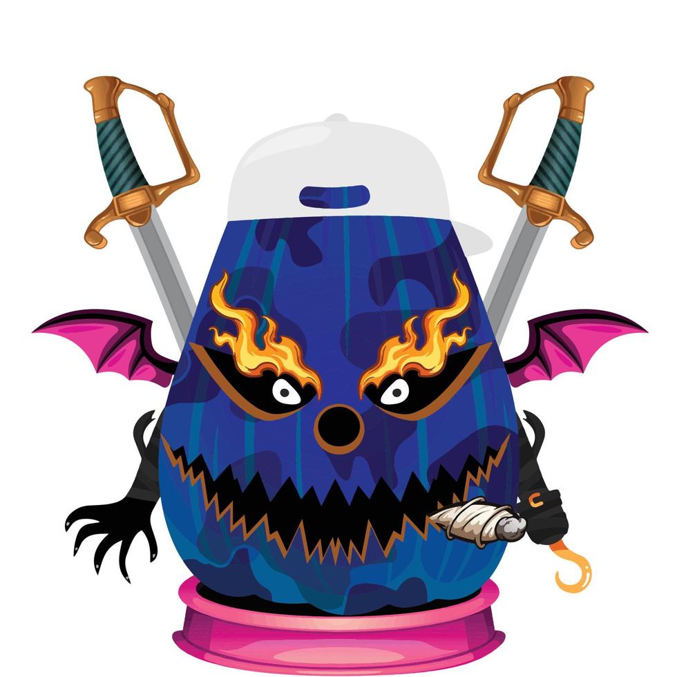 Creepy Party Halloween Pumpkin Head vector