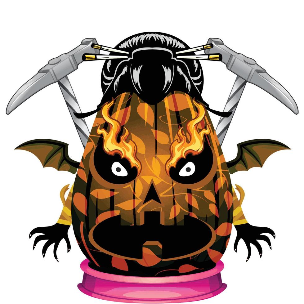 Creepy Party Halloween Pumpkin Head vector