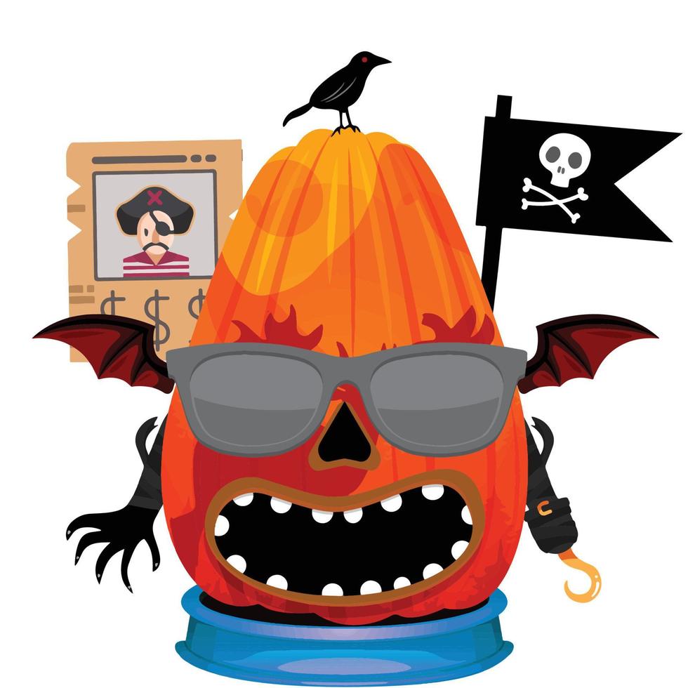 Creepy Party Halloween Pumpkin Head vector