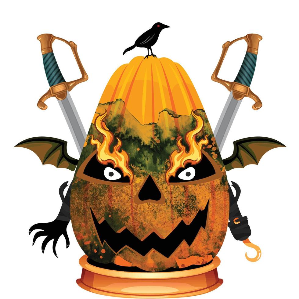 fiesta espeluznante cabeza de calabaza de halloween vector