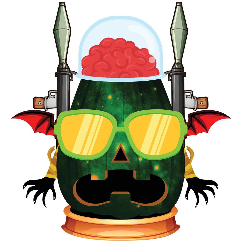 Creepy Party Halloween Pumpkin Head vector