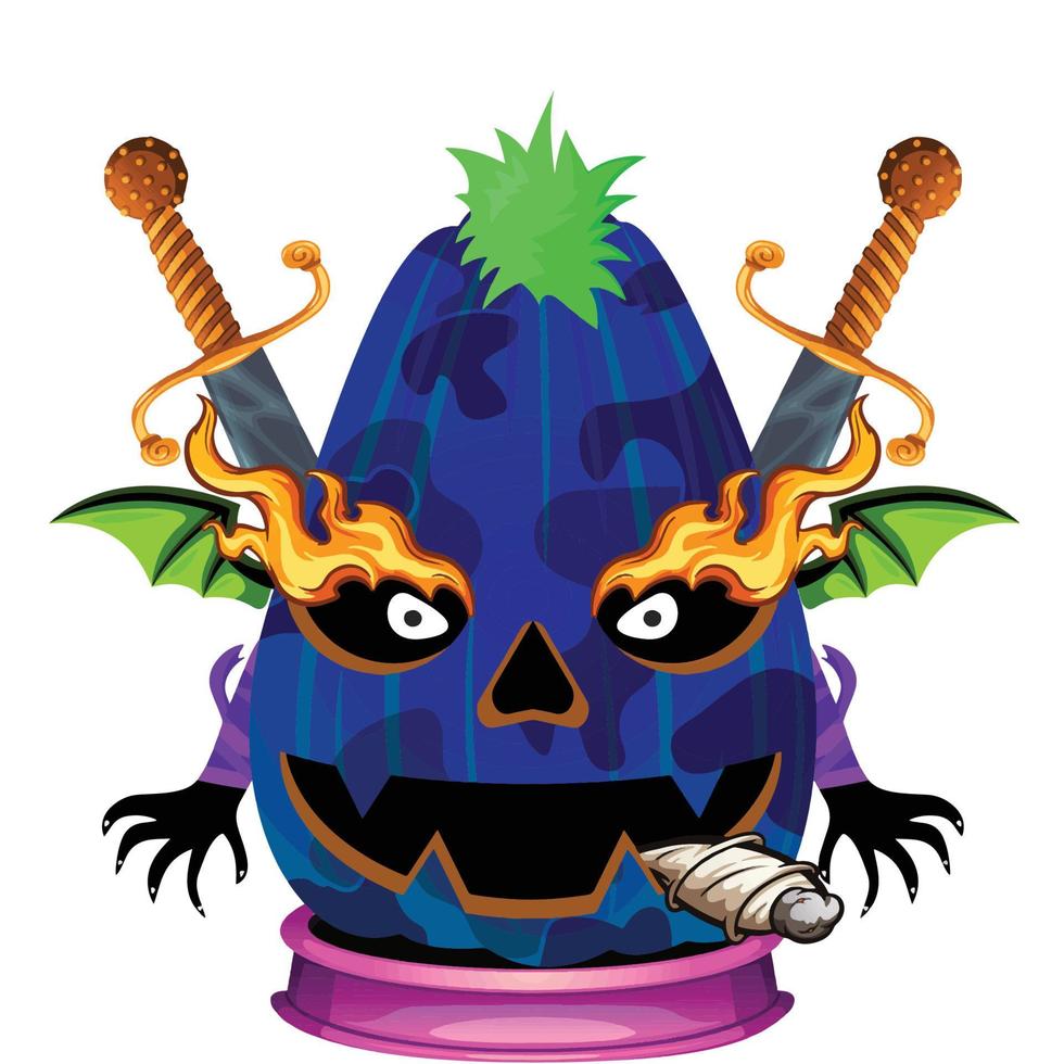 Creepy Party Halloween Pumpkin Head vector