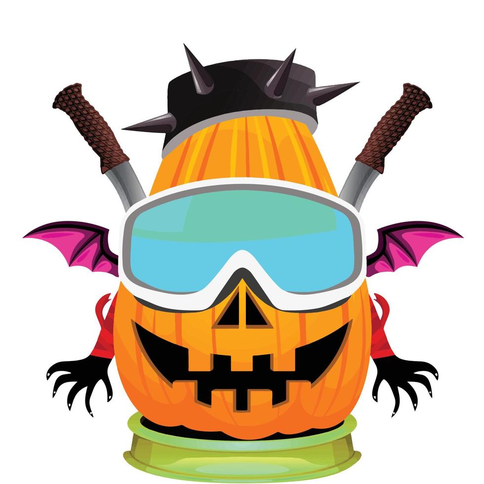 Creepy Party Halloween Pumpkin Head vector