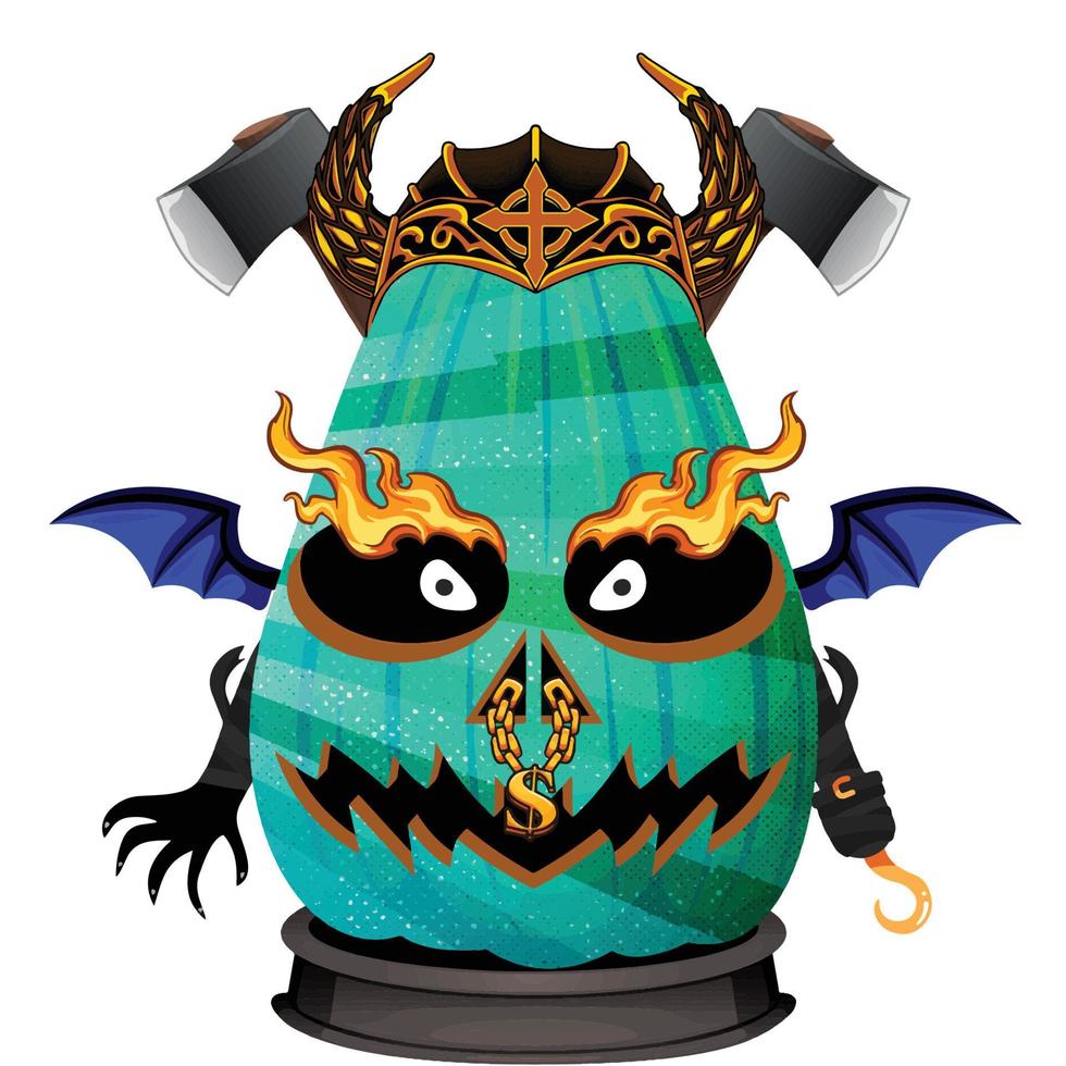 Creepy Party Halloween Pumpkin Head vector