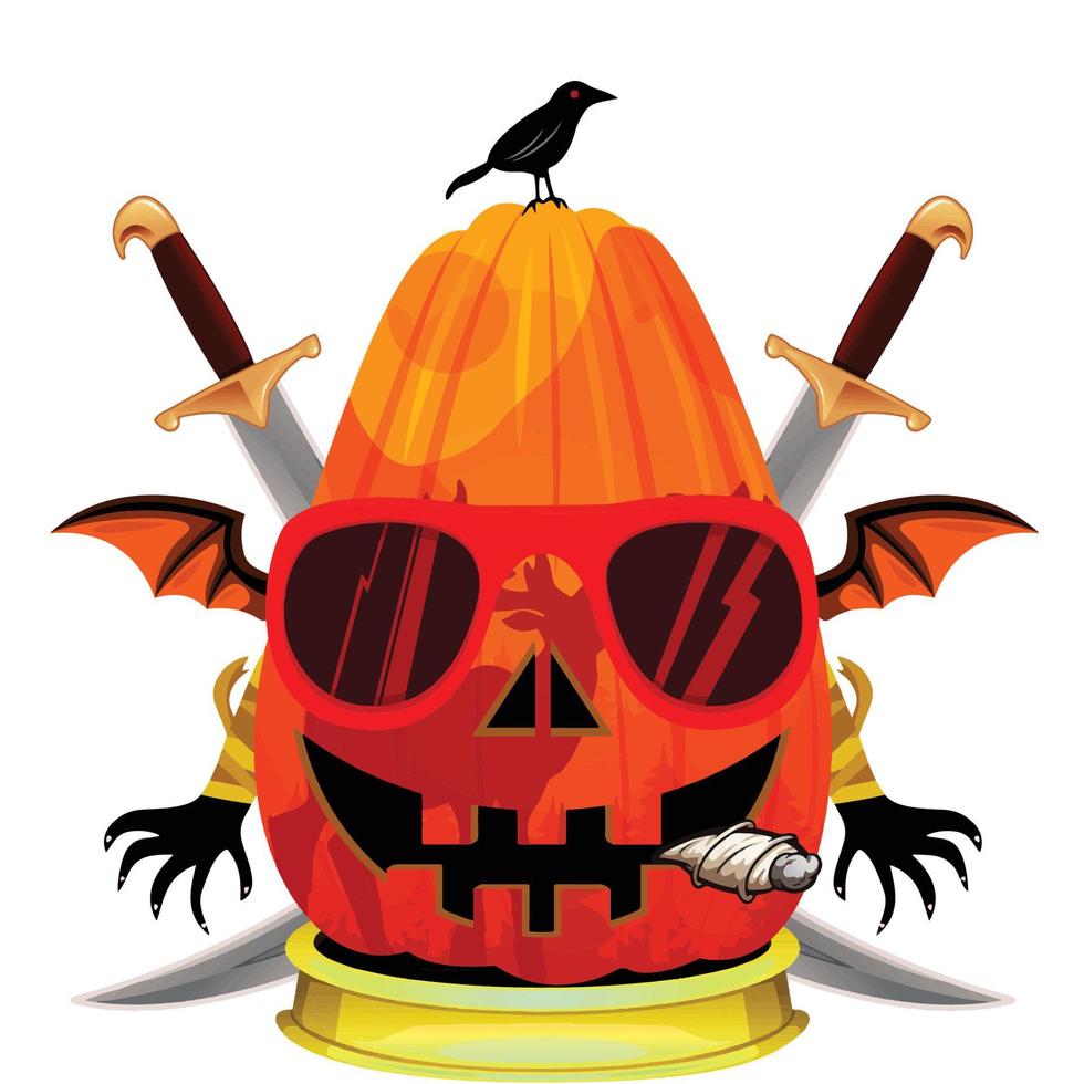 Creepy Party Halloween Pumpkin Head vector