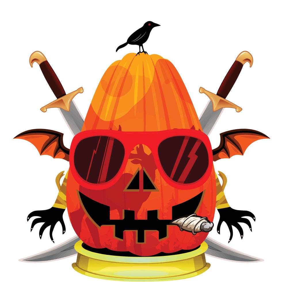 fiesta espeluznante cabeza de calabaza de halloween vector