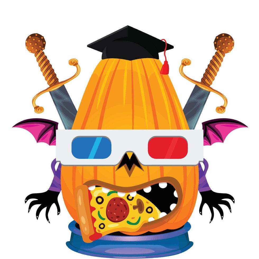 Creepy Party Halloween Pumpkin Head vector