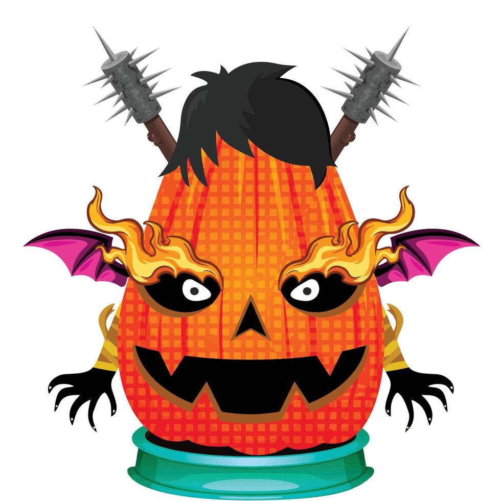 Creepy Party Halloween Pumpkin Head vector