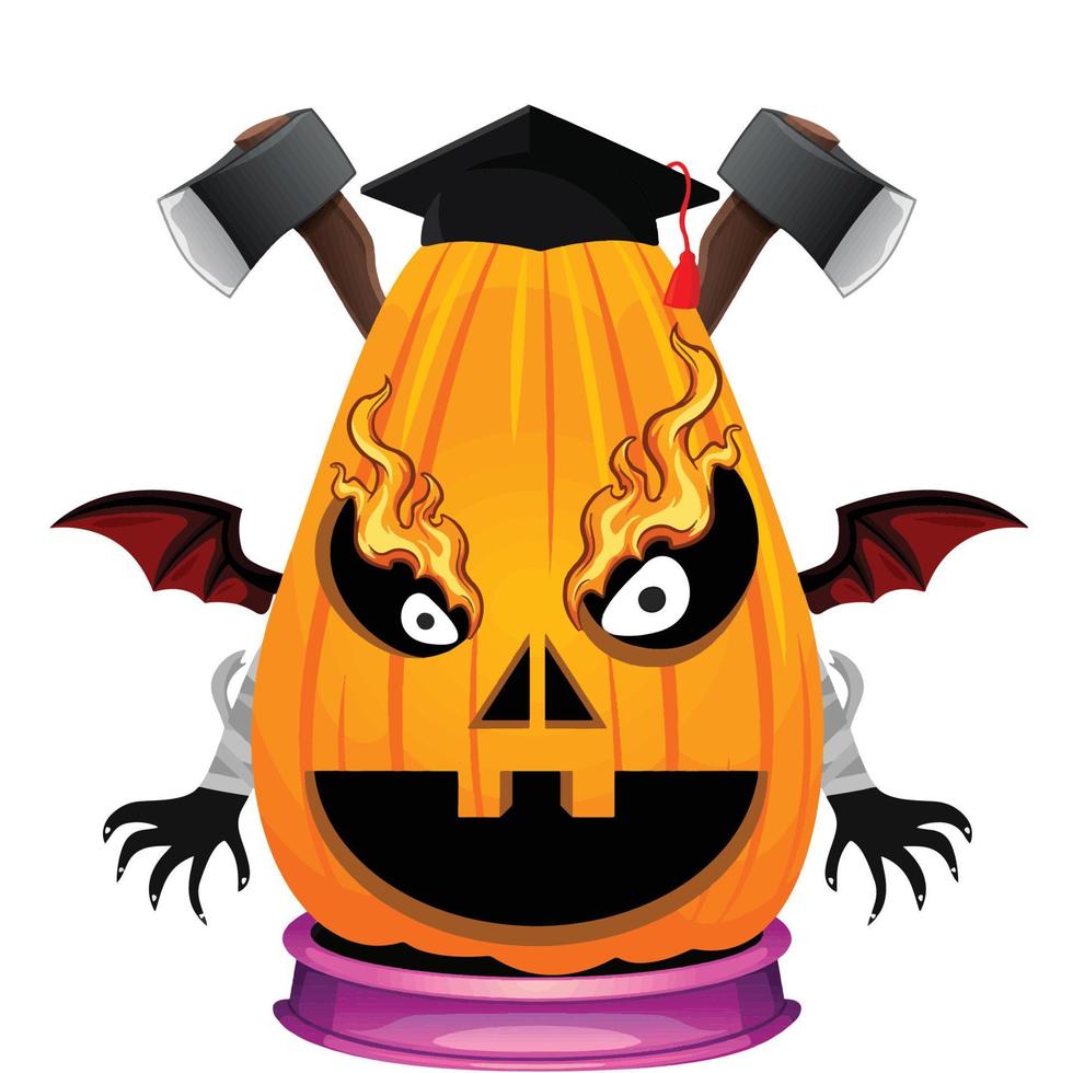 Creepy Party Halloween Pumpkin Head vector