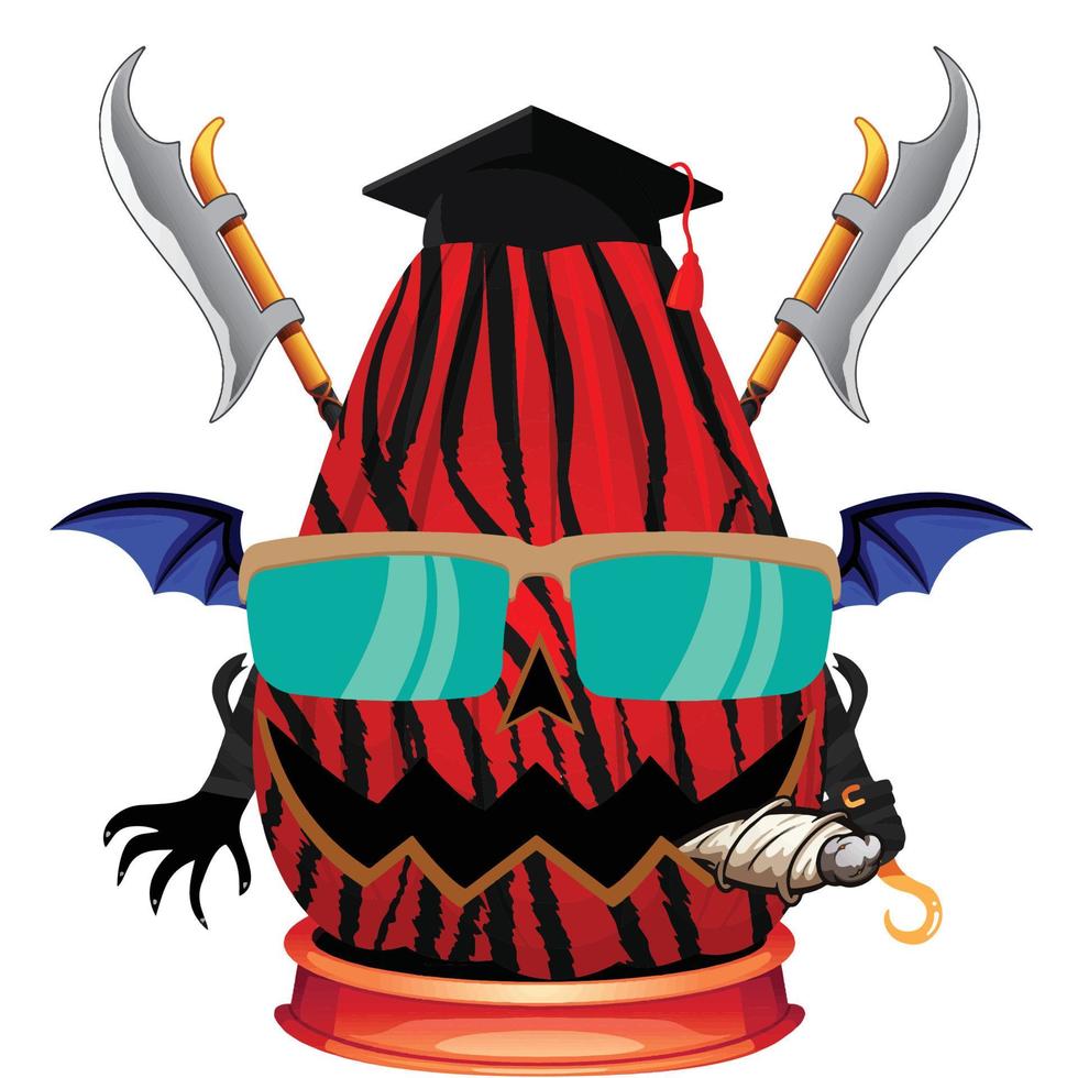 Creepy Party Halloween Pumpkin Head vector