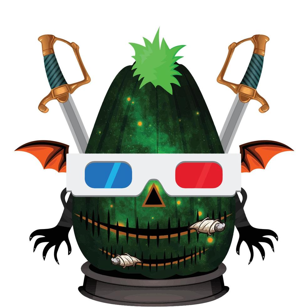 Creepy Party Halloween Pumpkin Head vector