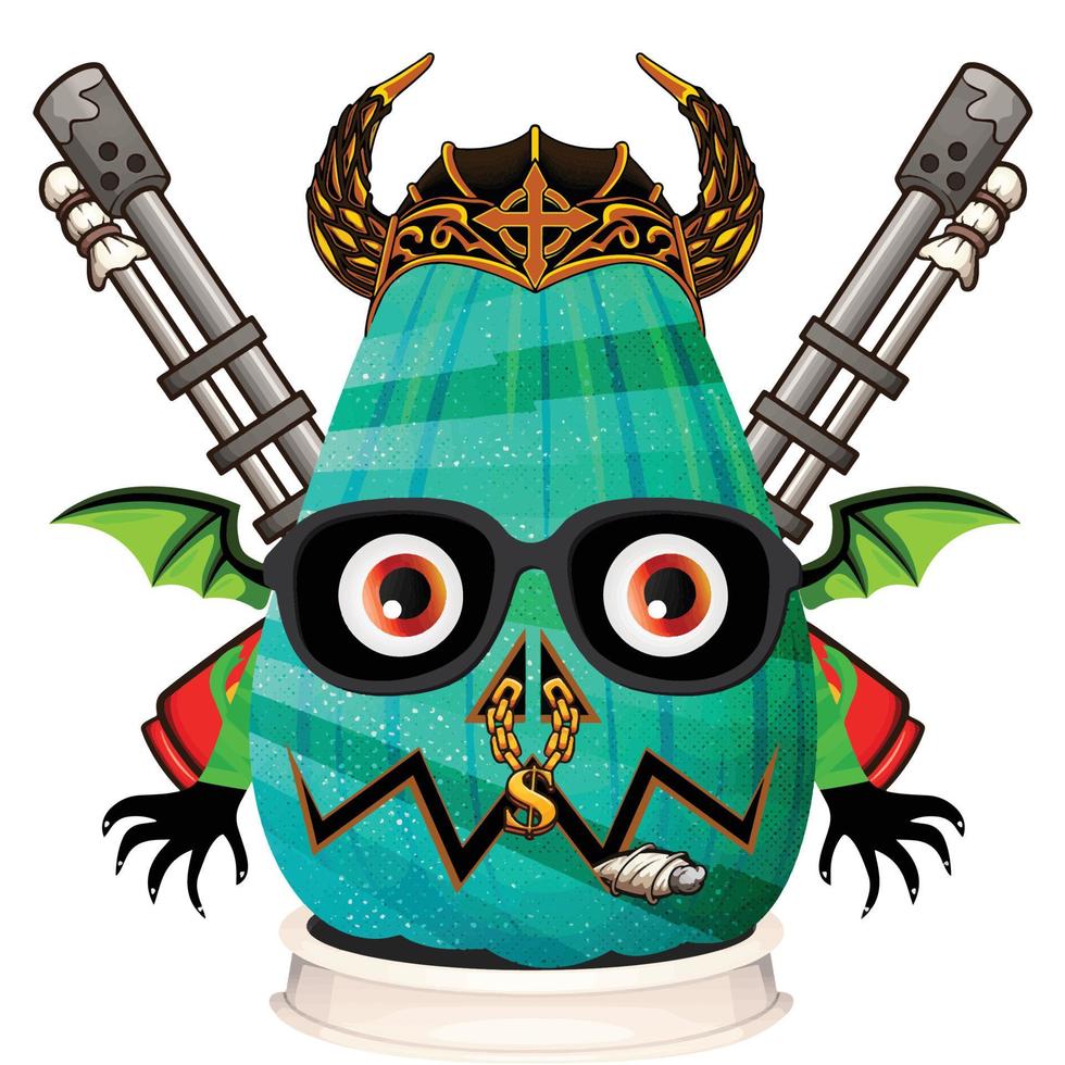 Creepy Party Halloween Pumpkin Head vector