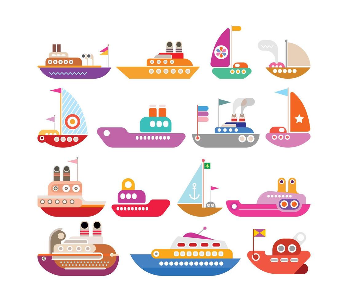 Ship vector icon set