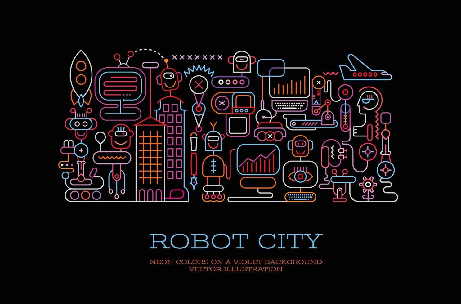 Ilustración de vector conceptual de ciudad robot