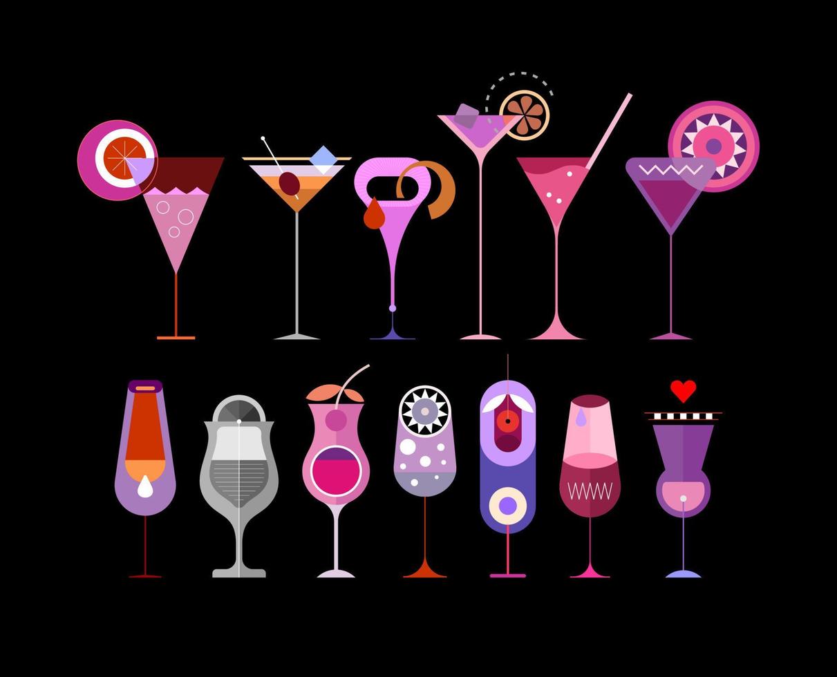 Set Of Cocktail Glasses vector