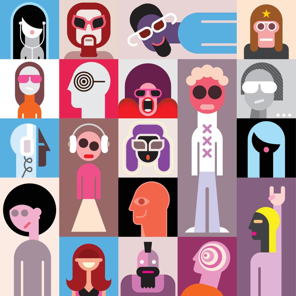 retratos de personas ilustración vectorial vector