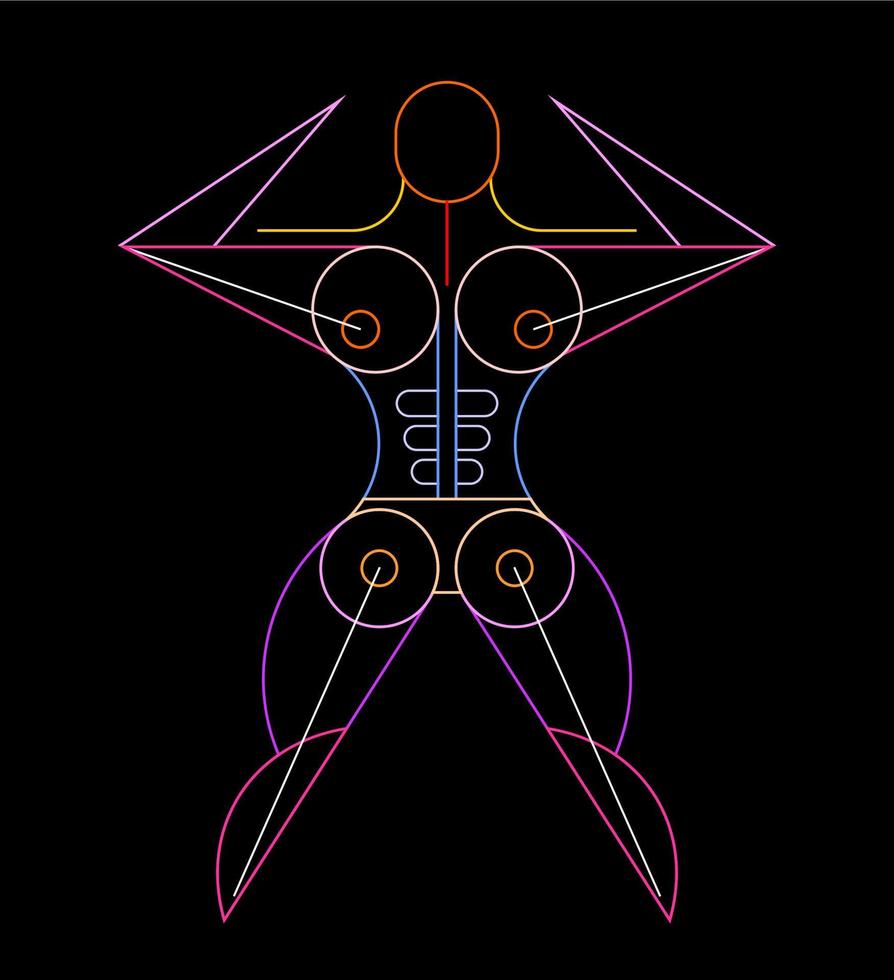 silueta de neón de culturista vector