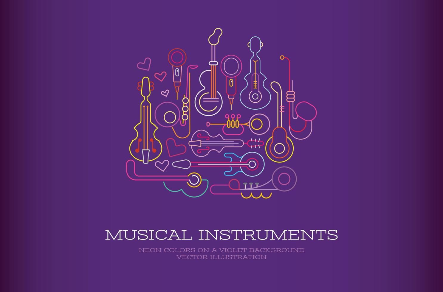 instrumentos musicales neon vector